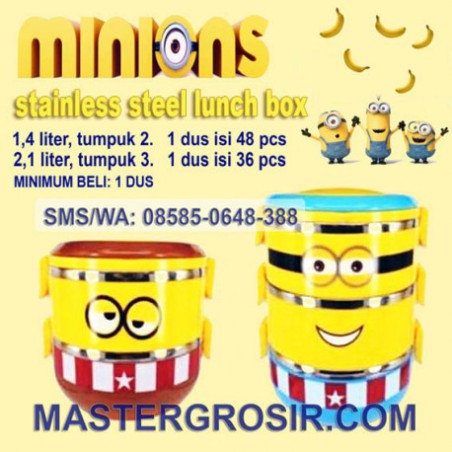 Tempat Makan Minions Stainless Steel - Stainless Steel Minions Lunch Box